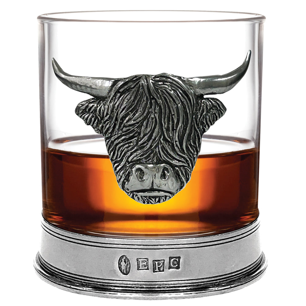 11oz Highland Cow Pewter Whisky Glass Tumbler