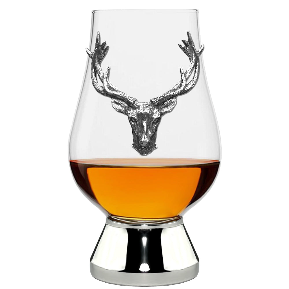 The Glencairn Whisky Glass With Pewter Base and Stag Head 200ml