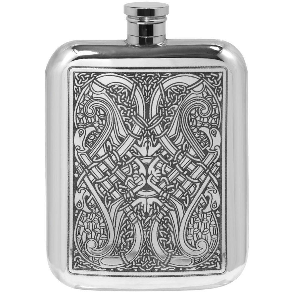 6oz Pewter Hip Flask with Intricate Celtic Knot Design