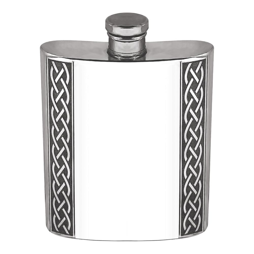 6oz Pewter Hip Flask With Embossed Celtic Design