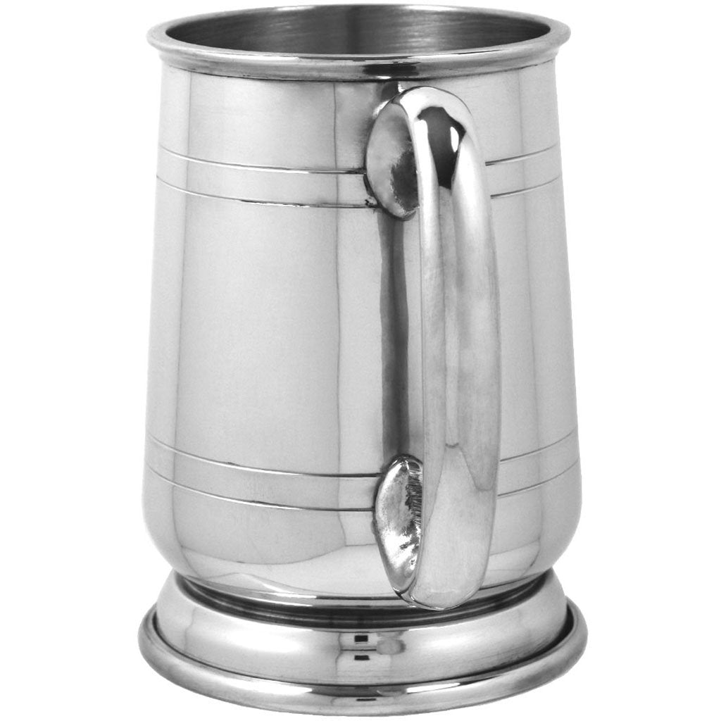 1 Pint Pewter Beer Mug Tankard With Curved Handle