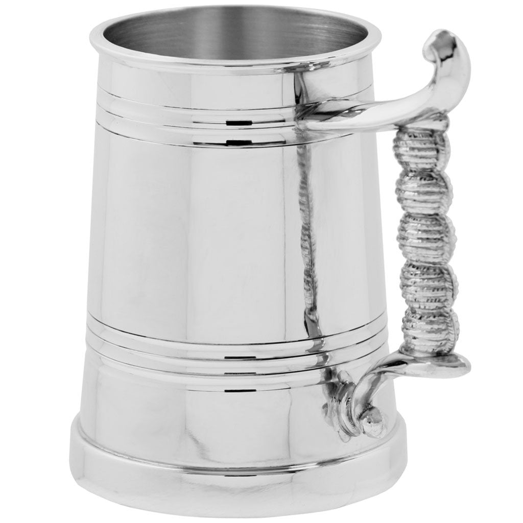 1 Pint Pewter Beer Mug Tankard With Rope Handle