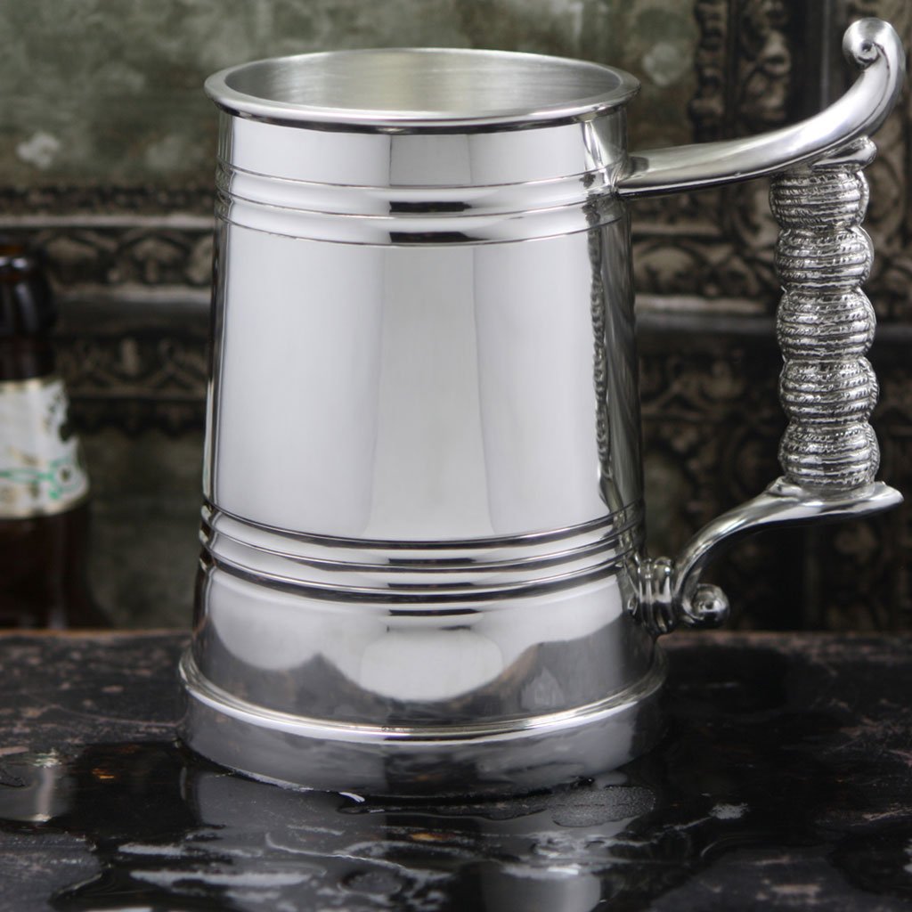 1 Pint Pewter Beer Mug Tankard With Rope Handle