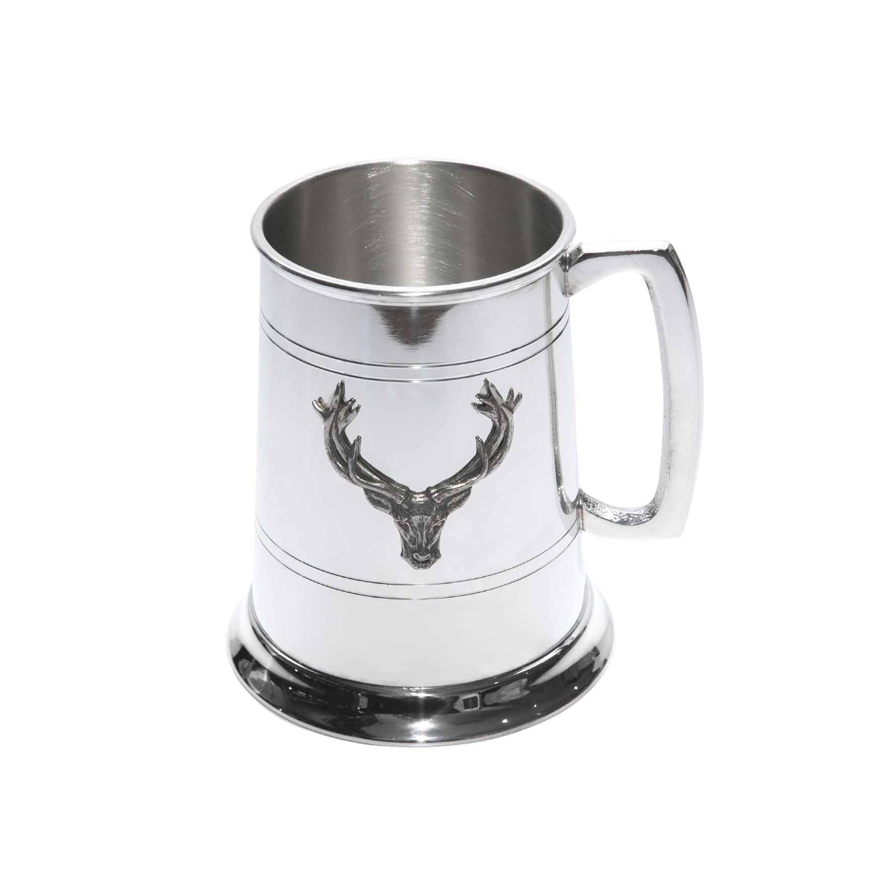 British Pewter 2 Line Stag Badge Tankard