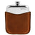 6oz Pewter Hip Flask with Genuine Tan Leather Pouch