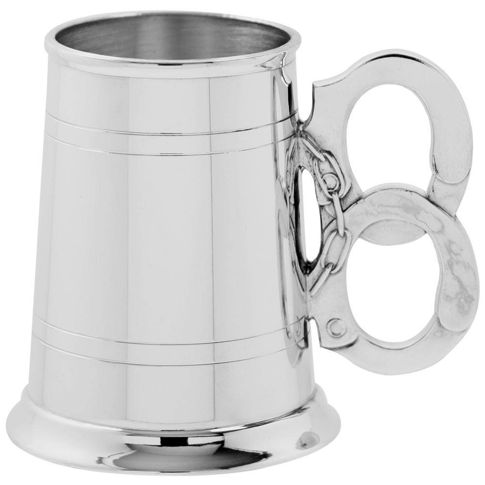 1 Pint Pewter Beer Mug Tankard With Handcuff Handle