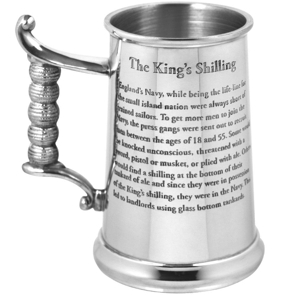 1 Pint Heavy Style Pewter Kings Shilling Beer Mug Tankard - As Seen On TV